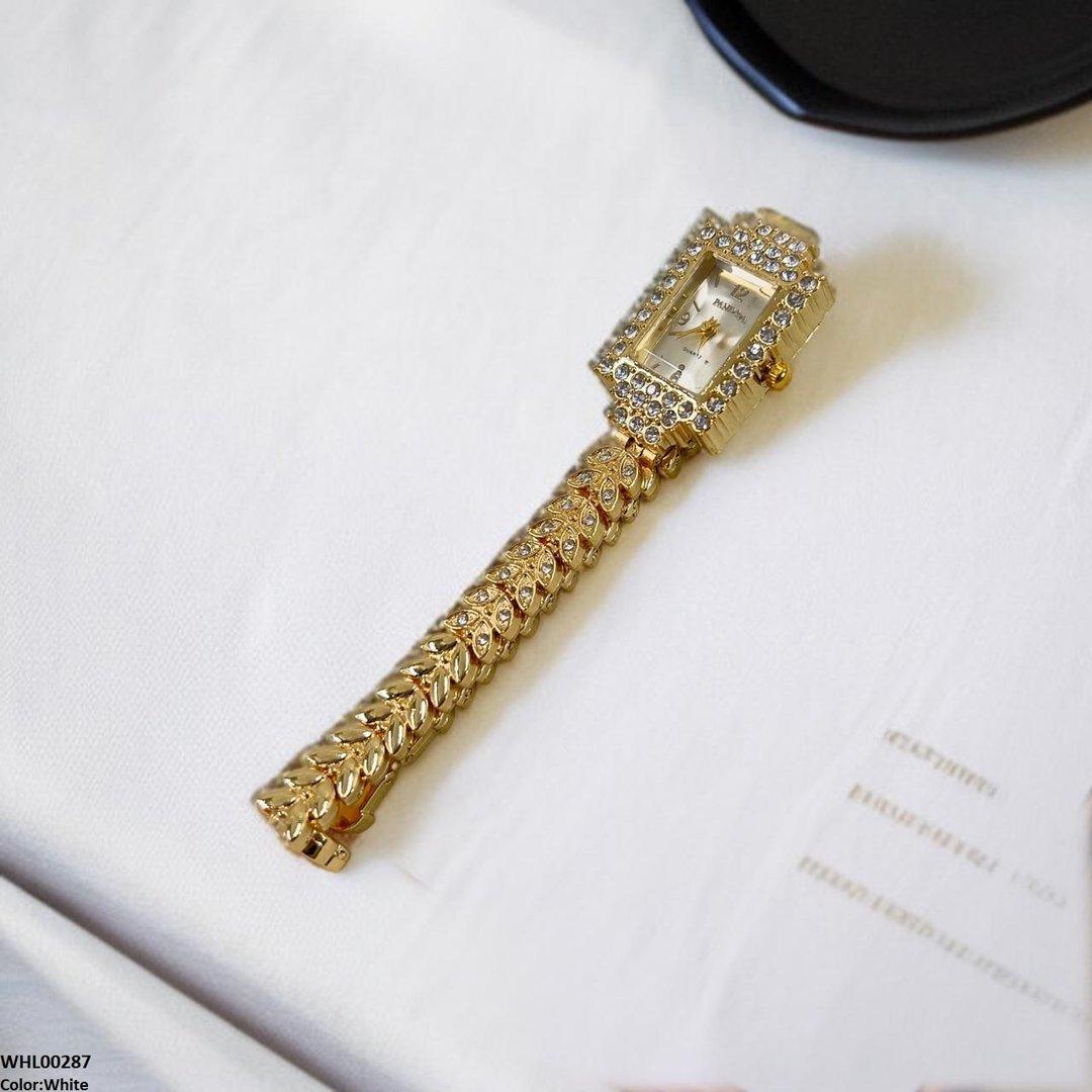 WHL00287 ZWA Rectangle Rhinestone Marquise Chain Watch - WHL