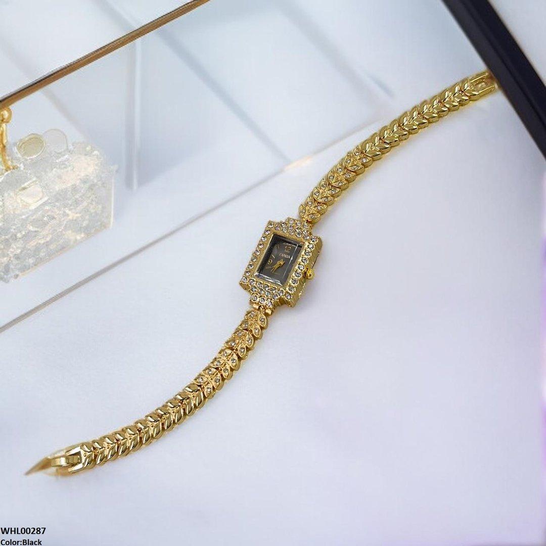 WHL00287 ZWA Rectangle Rhinestone Marquise Chain Watch - WHL
