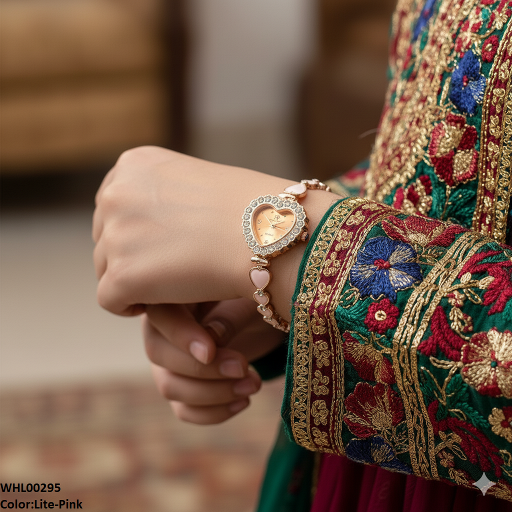 WHL00295 ZWA Heart Round Stone Watch Adjustable - WHL