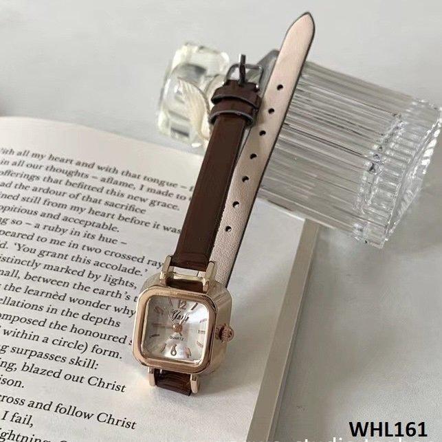 WHL161 CZH Square Slim Leather Strap Watch
