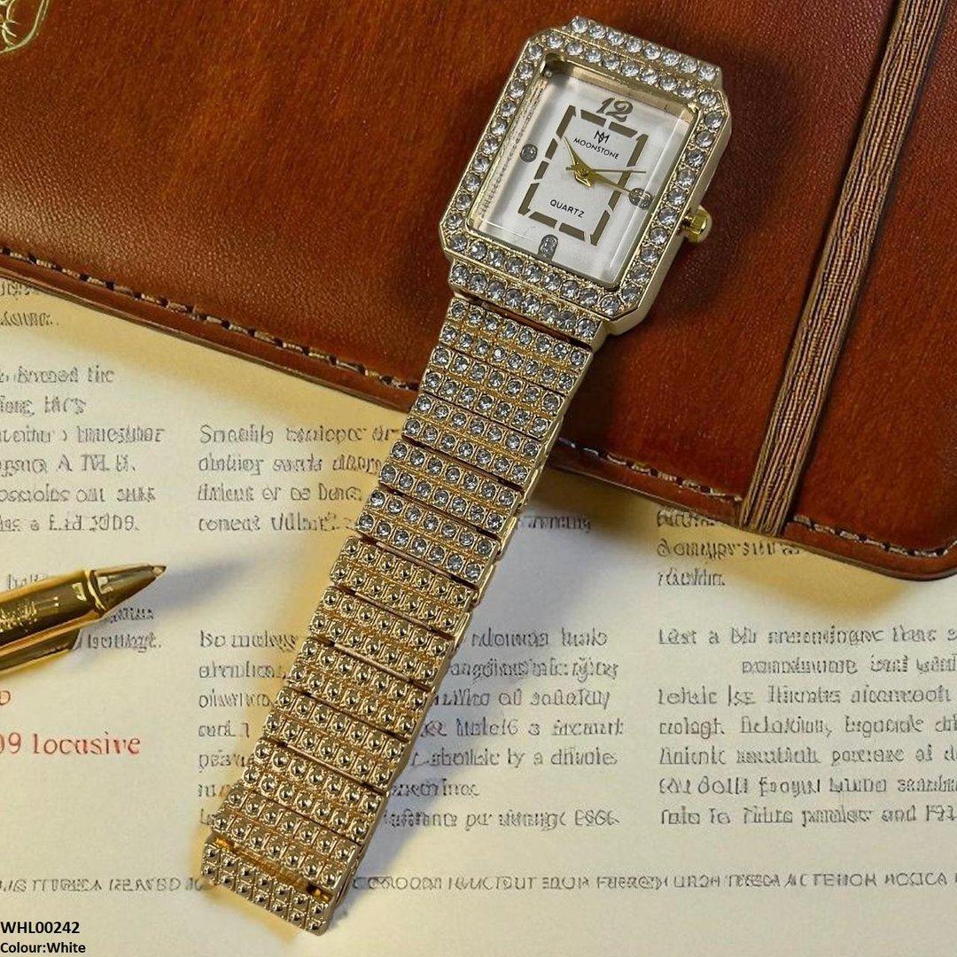 WHL00242 BWS Stone Decor Rectangle Dial Watch - WHL