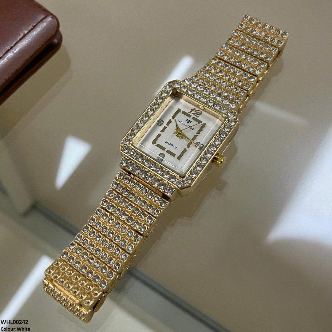 WHL00242 BWS Stone Decor Rectangle Dial Watch - WHL
