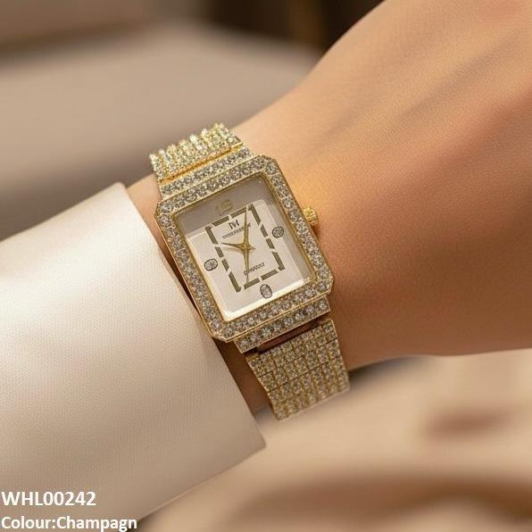 WHL00242 BWS Stone Decor Rectangle Dial Watch - WHL