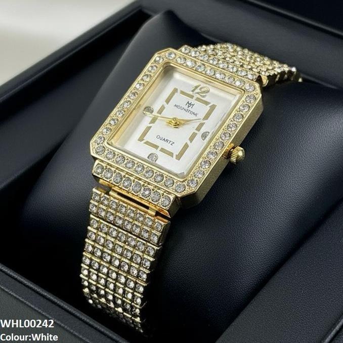 WHL00242 BWS Stone Decor Rectangle Dial Watch - WHL