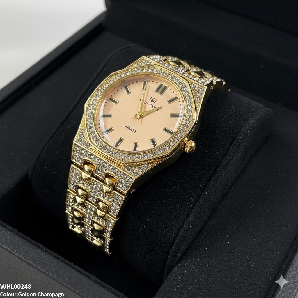 WHL00248 BWS Shine Dial Rocks Bezel Watch - WHL