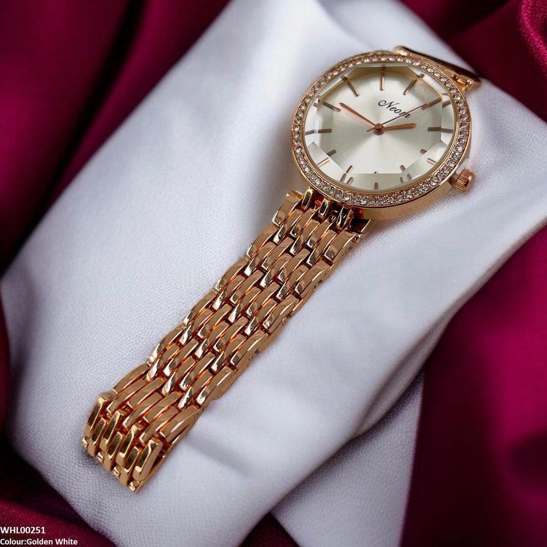WHL00251 IWA Rhinestone Metal Link Wrist Watch - WHL