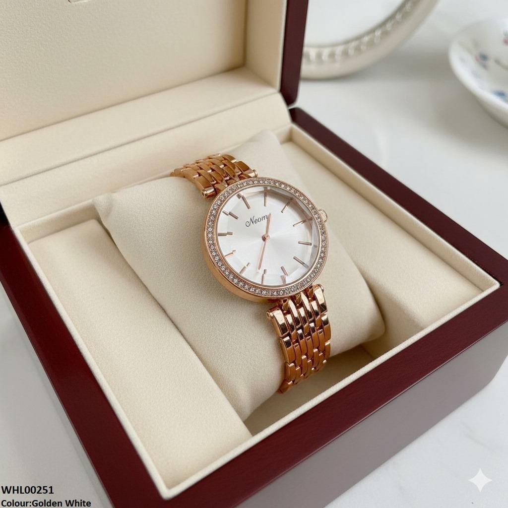 WHL00251 IWA Rhinestone Metal Link Wrist Watch - WHL