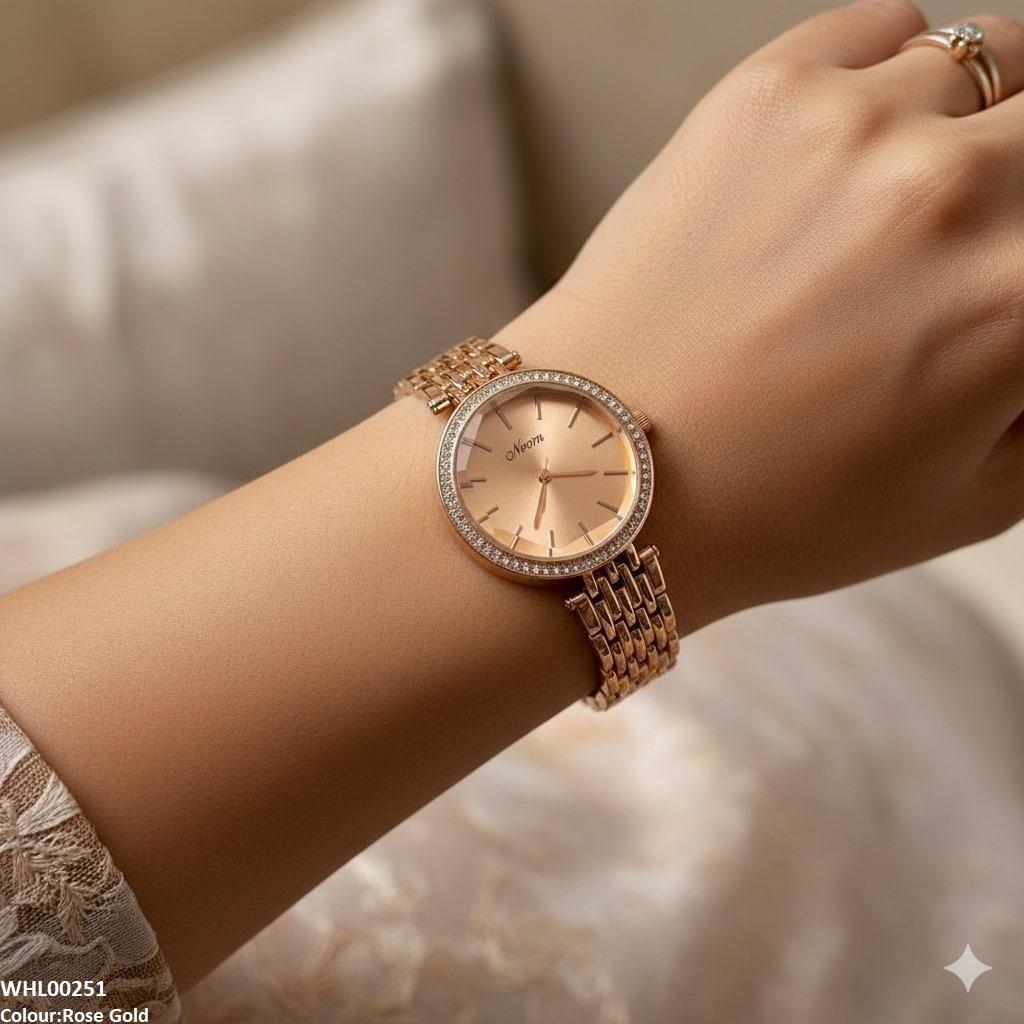 WHL00251 IWA Rhinestone Metal Link Wrist Watch - WHL