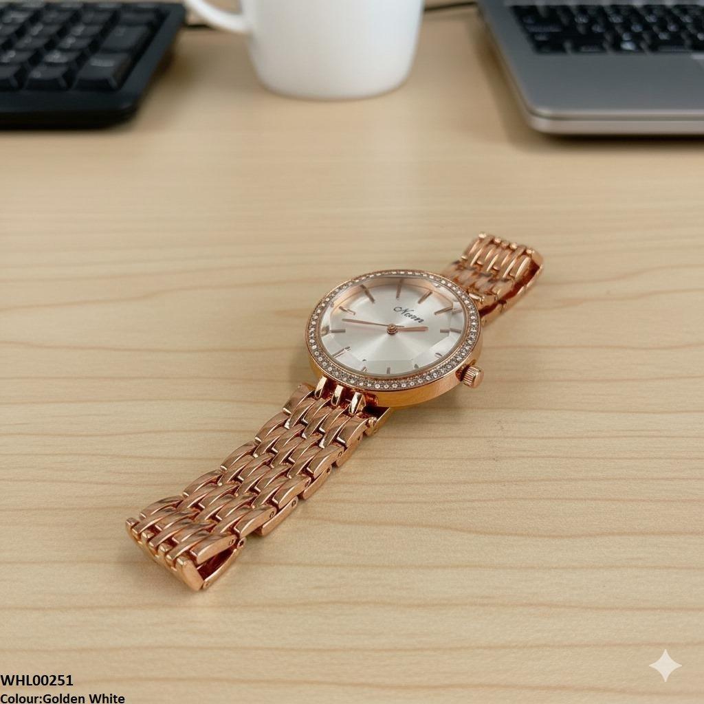 WHL00251 IWA Rhinestone Metal Link Wrist Watch - WHL