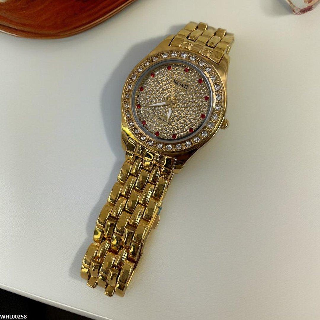 WHL00258 IWA Round Bezel Red Stone Dial Watch - WHL