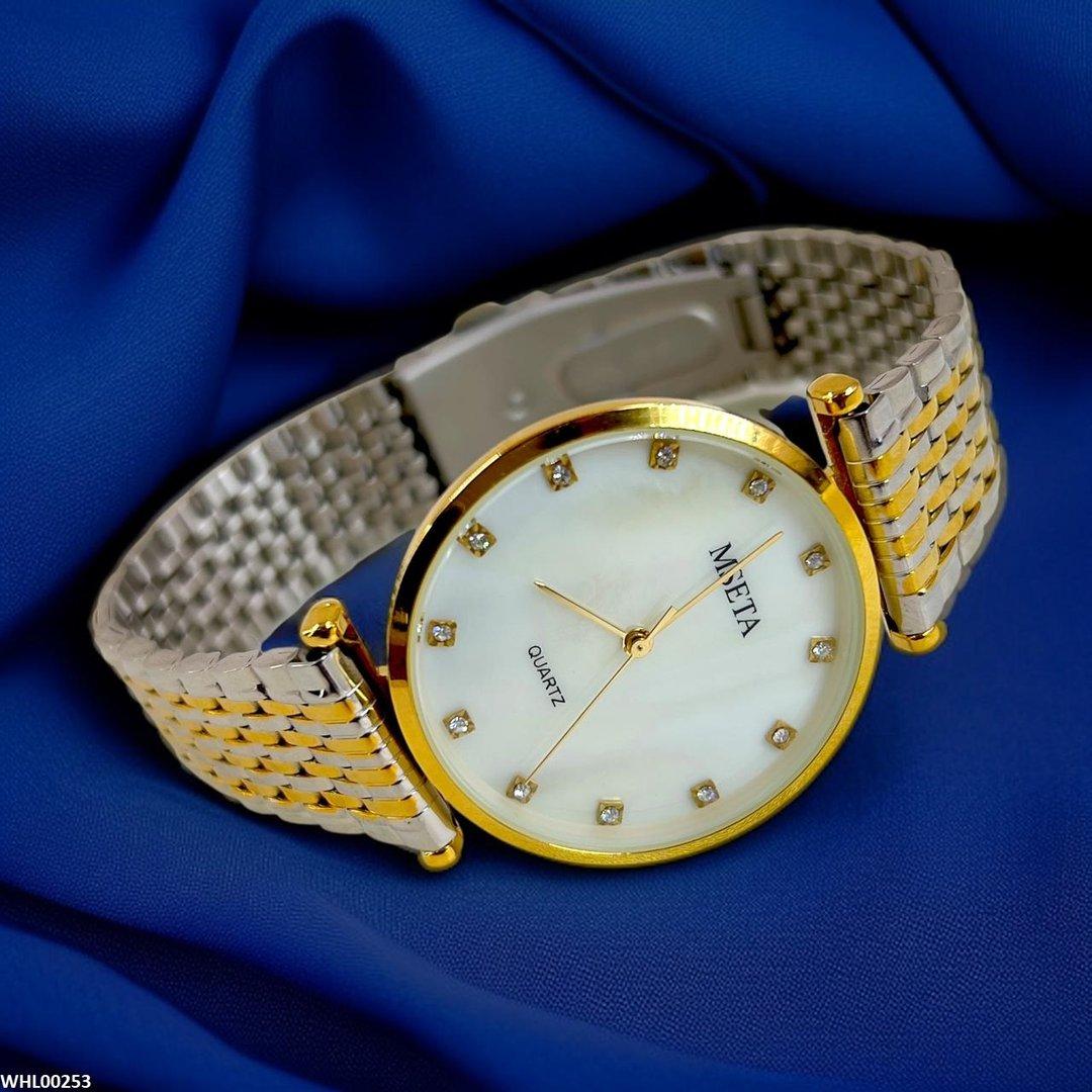 WHL00253 IWA Metal Band White Dial Crystal Watch - WHL