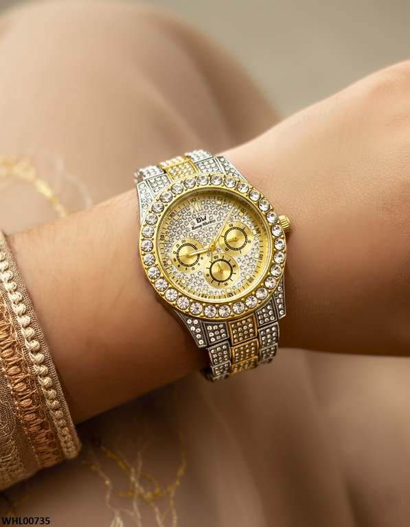 WHL00735 HWR Round Rhinestone Women's Watch - WHL