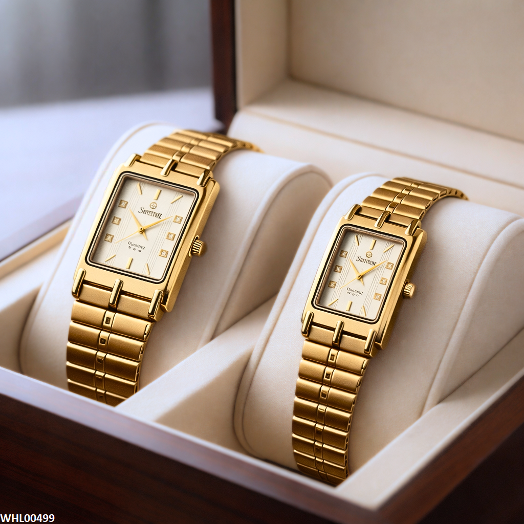 WHL00499 IWA Rectangle Bezel Dial Couple Watch - WHL