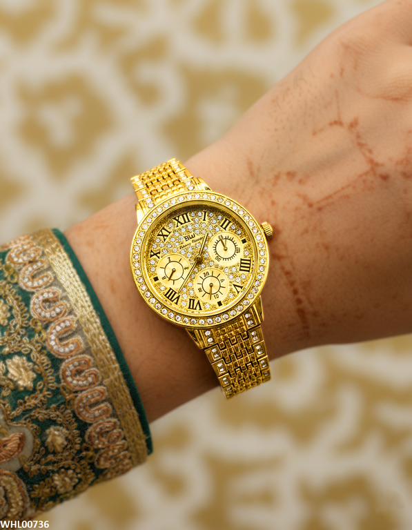 WHL00736 HWR Round Stone Dial Women's Watch - WHL