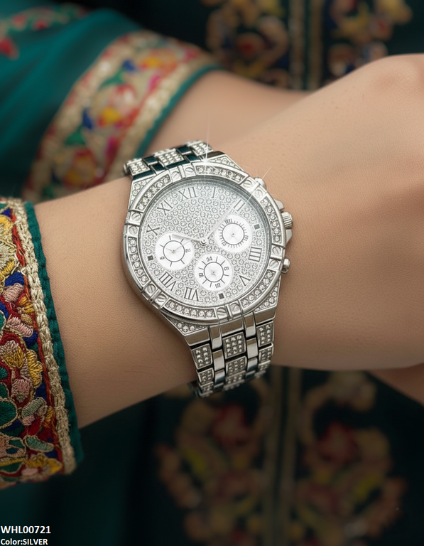 WHL00721 HWR Round Rhinestone Women's Watch - WHL