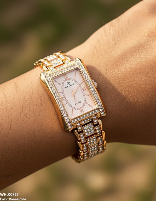 WHL00767 ZWA Rectangle Stone Bezel Women's Watch - WHL