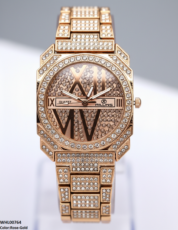 WHL00764 ZWA Round Rhinestone Dial Women's Watch - WHL