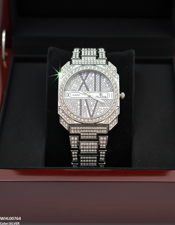 WHL00764 ZWA Round Rhinestone Dial Women's Watch - WHL