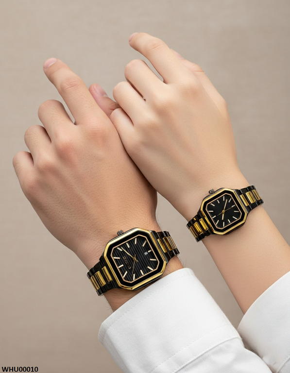 WHU00010 HWR Square Dial Couple Watch - WHU