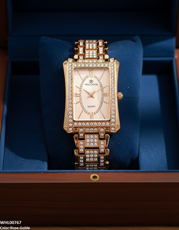 WHL00767 ZWA Rectangle Stone Bezel Women's Watch - WHL