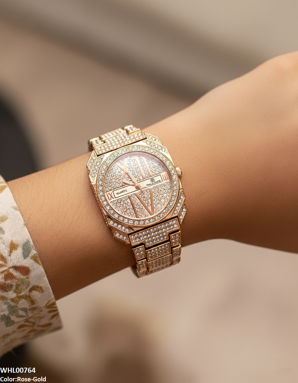 WHL00764 ZWA Round Rhinestone Dial Women's Watch - WHL