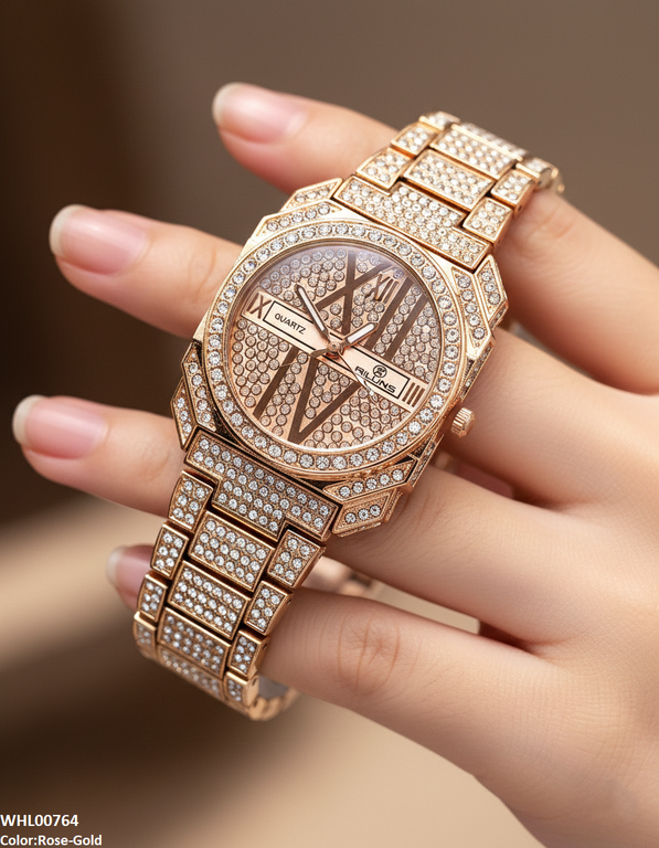 WHL00764 ZWA Round Rhinestone Dial Women's Watch - WHL