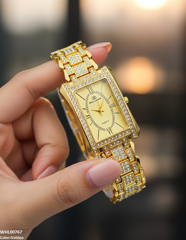 WHL00767 ZWA Rectangle Stone Bezel Women's Watch - WHL