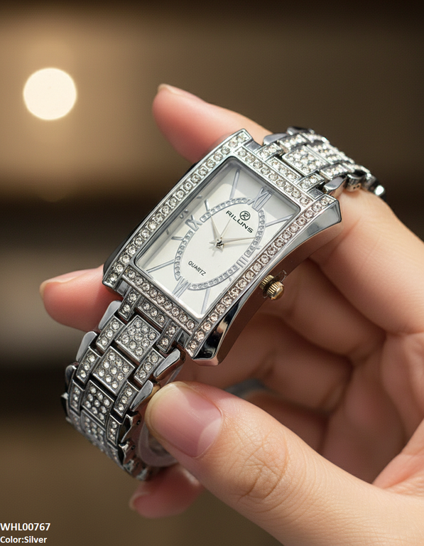 WHL00767 ZWA Rectangle Stone Bezel Women's Watch - WHL