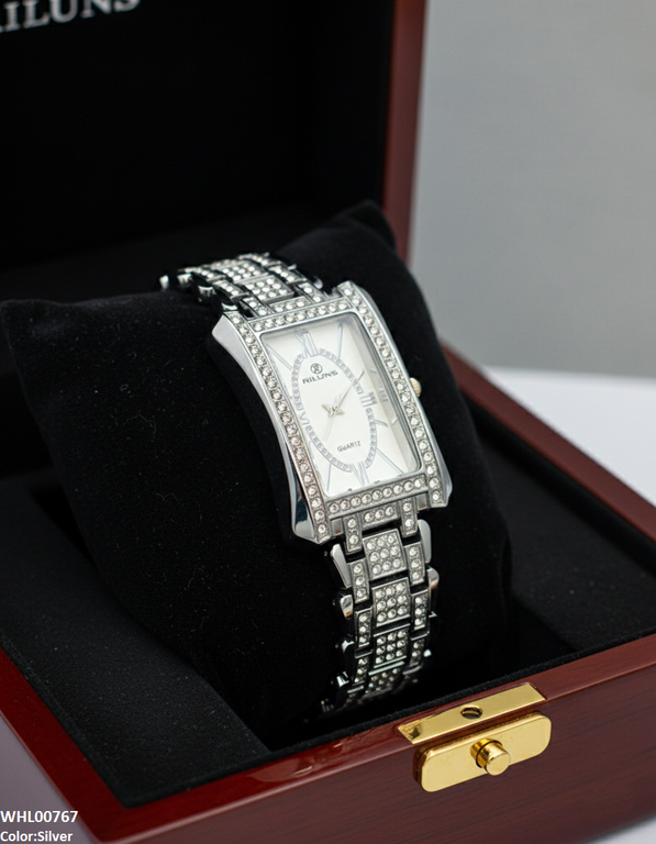 WHL00767 ZWA Rectangle Stone Bezel Women's Watch - WHL