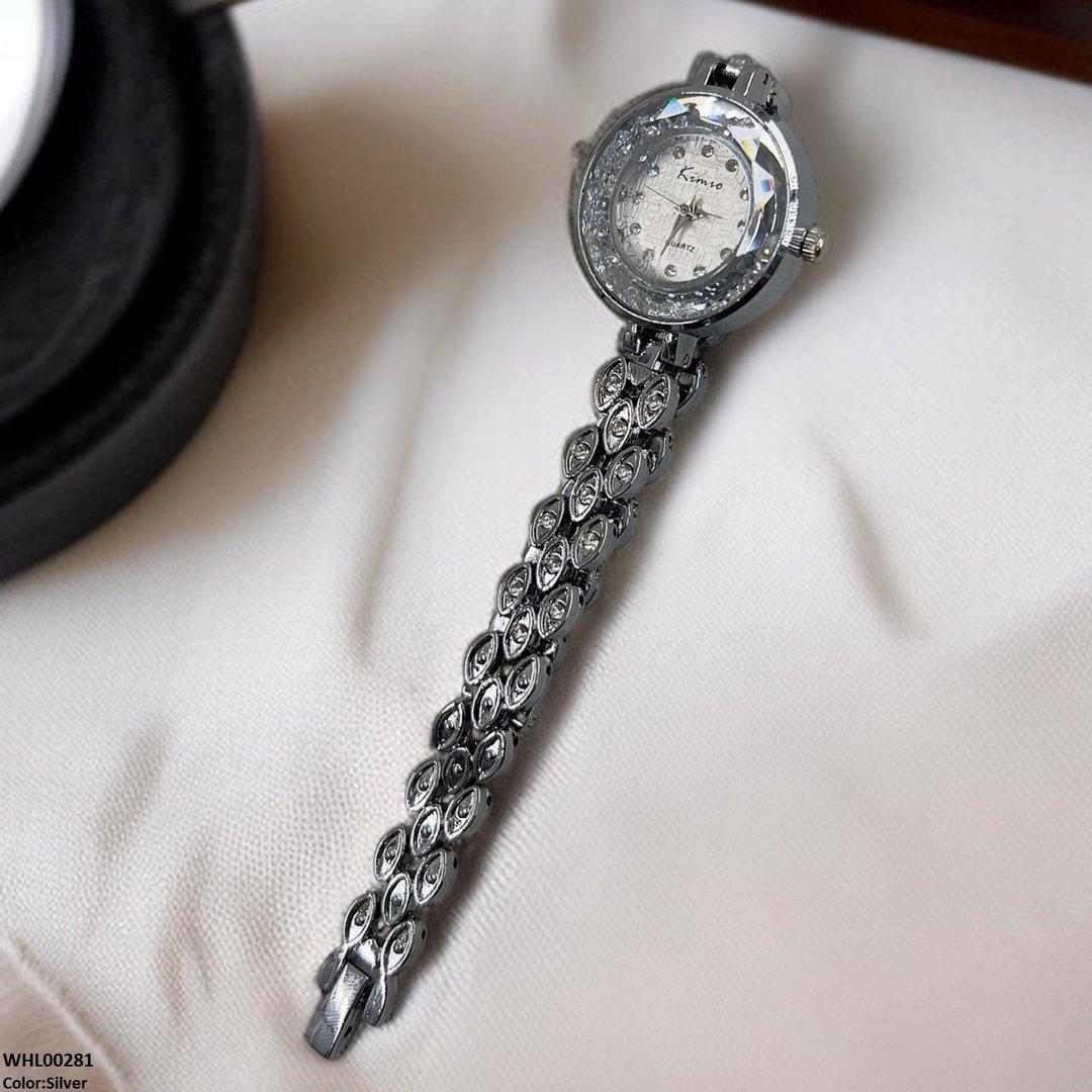 WHL00281 ZWA Round Rhinestone Bezel Dial Watch - WHL