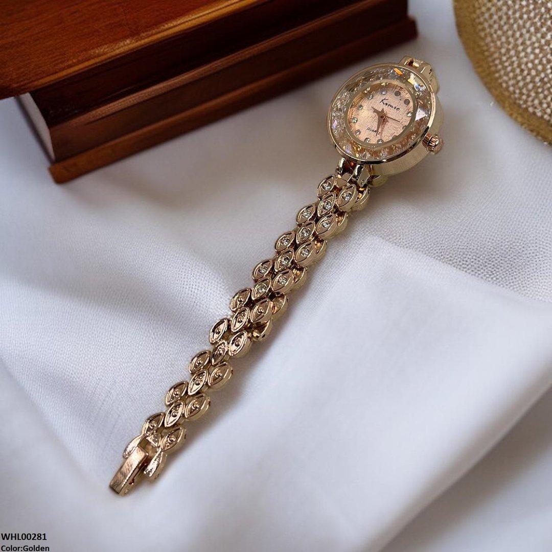 WHL00281 ZWA Round Rhinestone Bezel Dial Watch - WHL