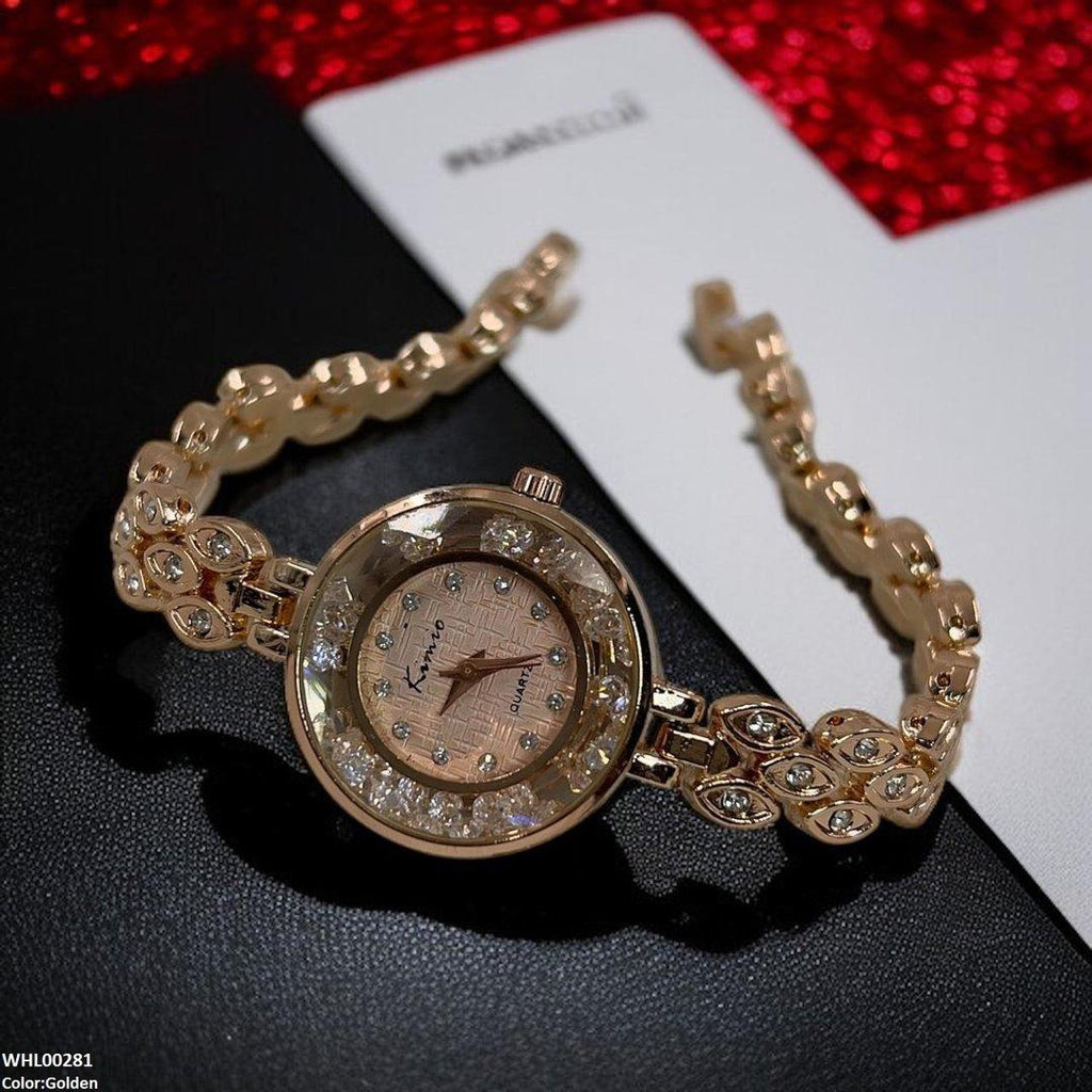 WHL00281 ZWA Round Rhinestone Bezel Dial Watch - WHL