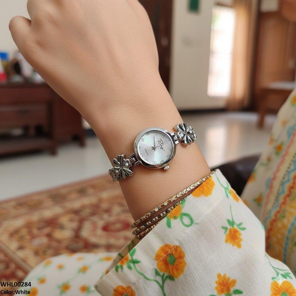 WHL00284 ZWA Round Flower Link Chain Watch - WHL