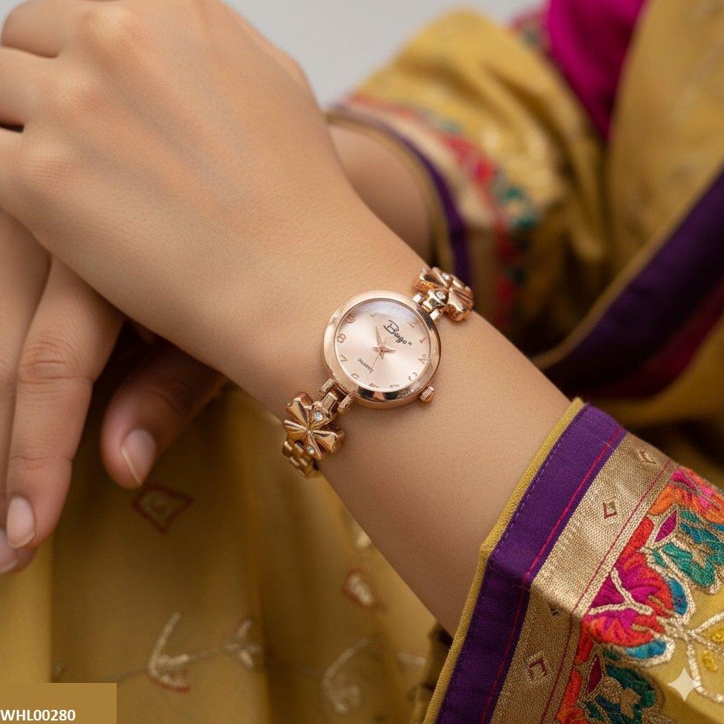 WHL00280 ZWA Round Flower Chain Link Watch - WHL