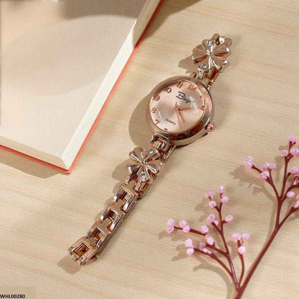 WHL00280 ZWA Round Flower Chain Link Watch - WHL