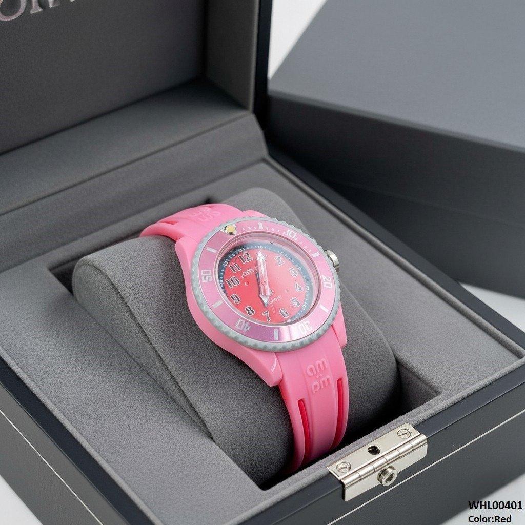 WHL00401 IWA Round Red Dial Stone Watch  - WHL