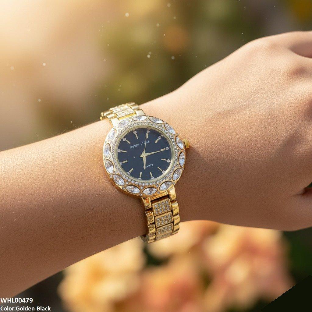 WHL00479 ZWA Round Marquise Stone Bezel Women's Watch - WHL