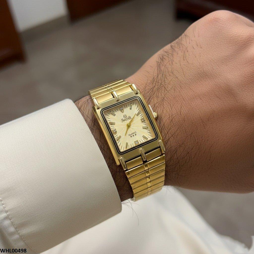 WHL00498 IWA Rectangle Stone Dial Couple Watch - WHL