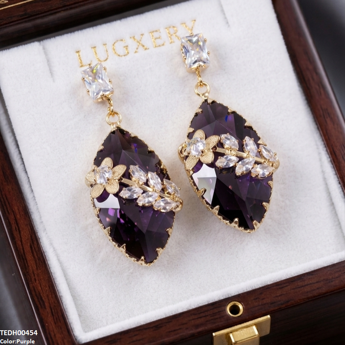 TEDH00454 QSJ Marquise/Leaf Zircon Earrings - TEDH