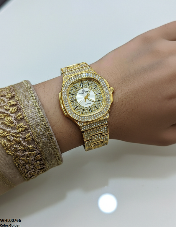 WHL00766 ZWA Rhinestone Round Dial Women's Watch - WHL