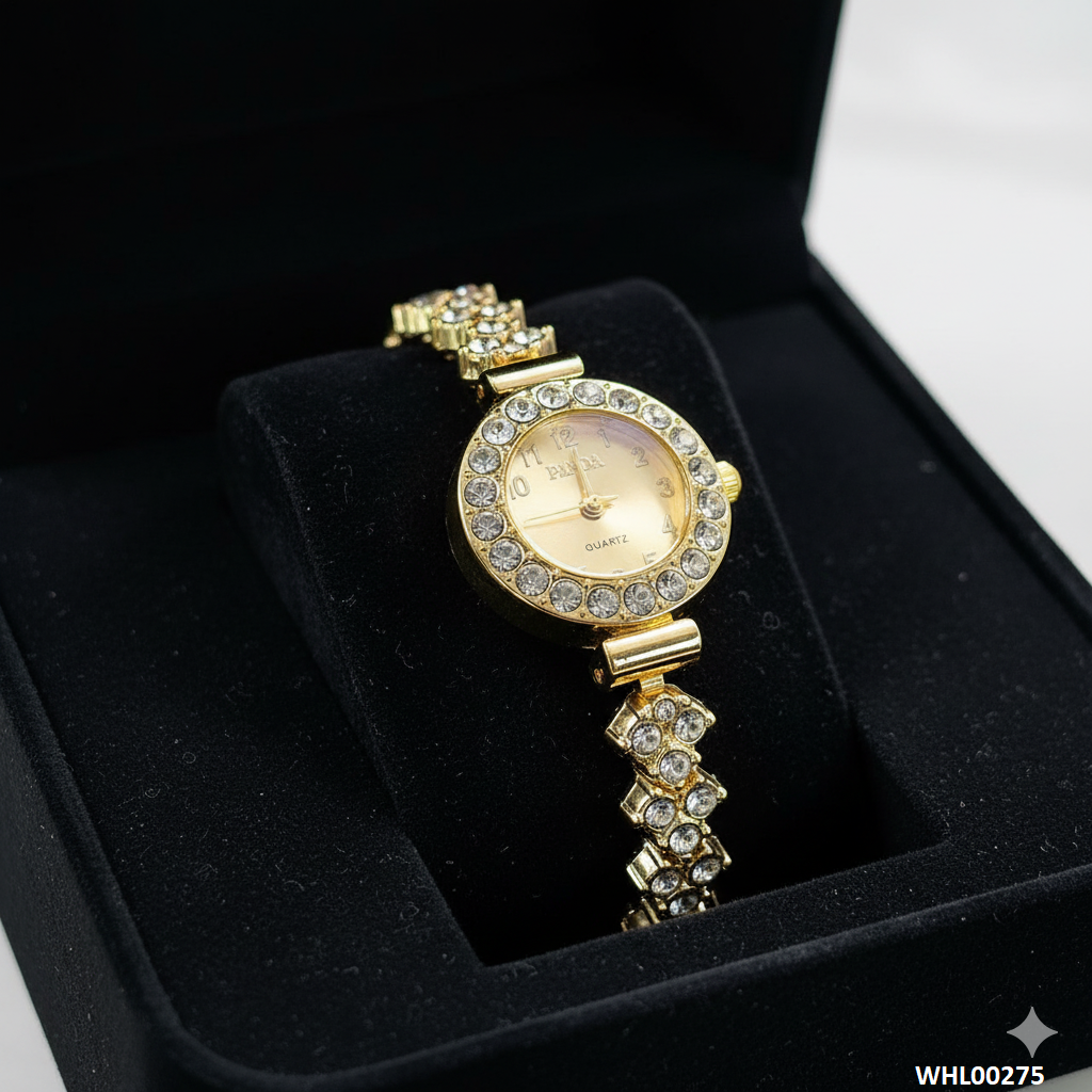 WHL00275 ZWA Round Rhinestone Link Dial Watch - WHL