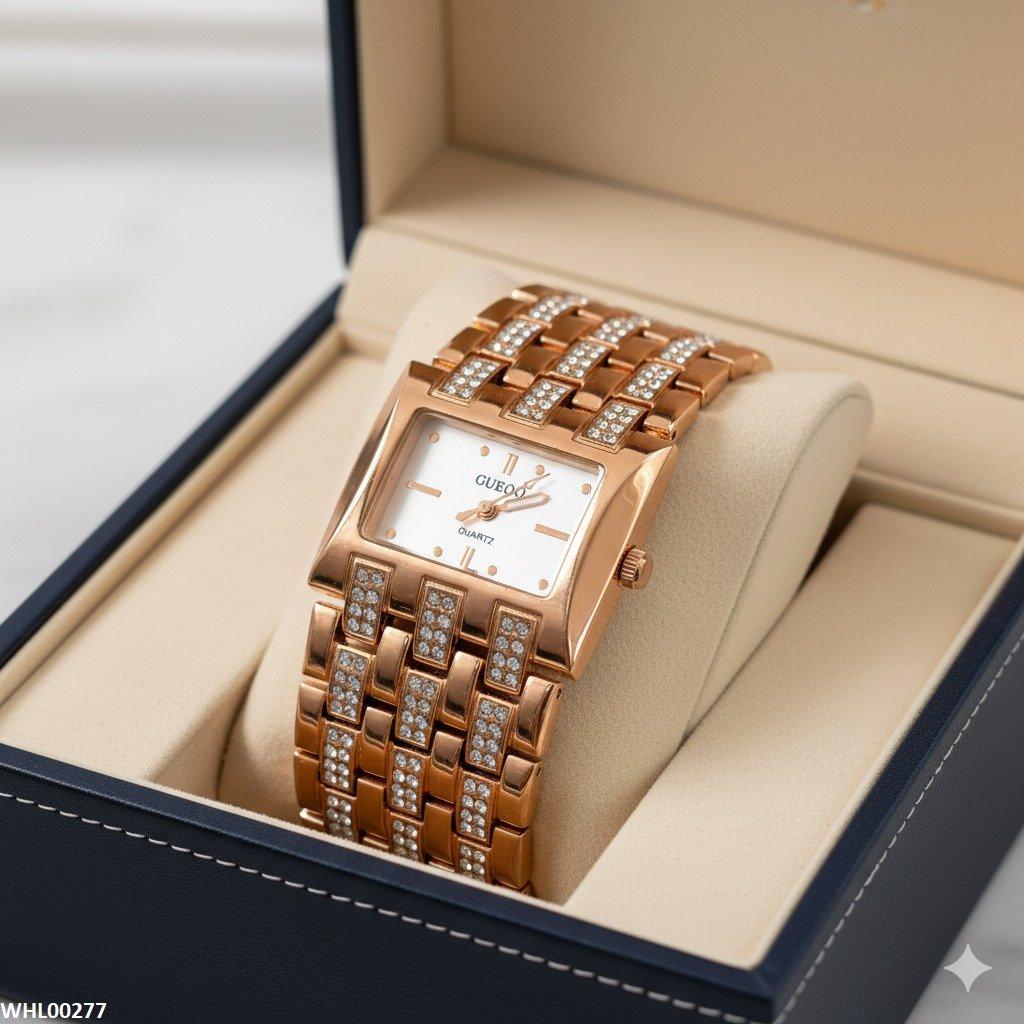 WHL00277 ZWA Rectangle Rhinestone Dial Watch - WHL