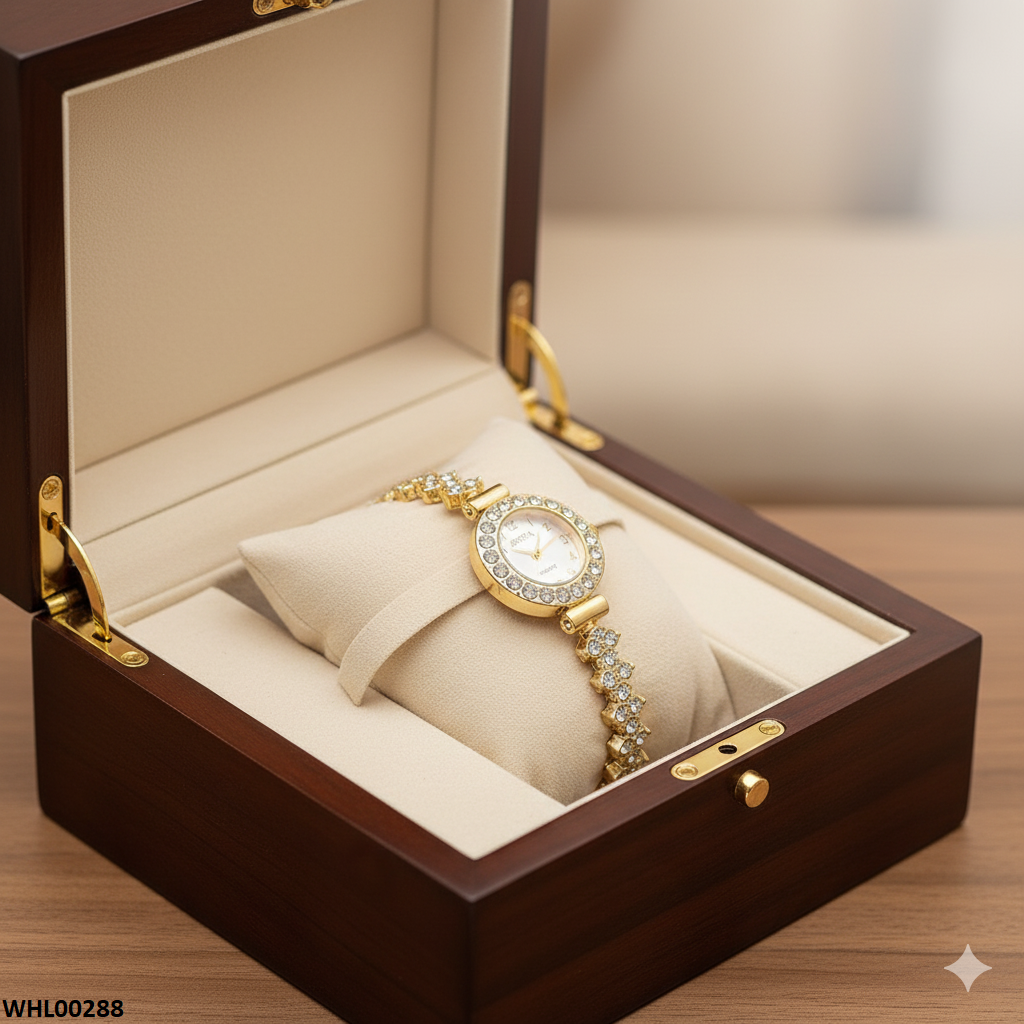 WHL00288 ZWA Round Rhinestone Chain Watch - WHL