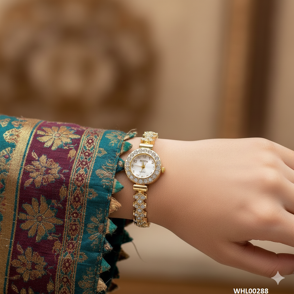 WHL00288 ZWA Round Rhinestone Chain Watch - WHL