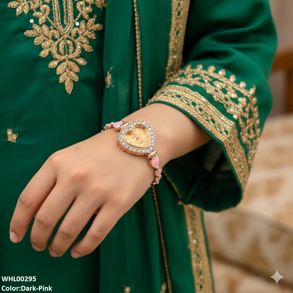 WHL00295 ZWA Heart Round Stone Watch Adjustable - WHL