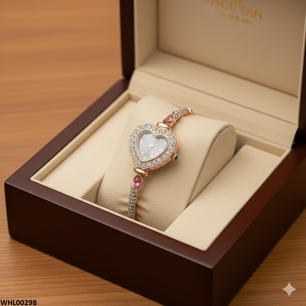 WHL00298 ZWA Heart Pink Stone Braclete Adjustable - WHL