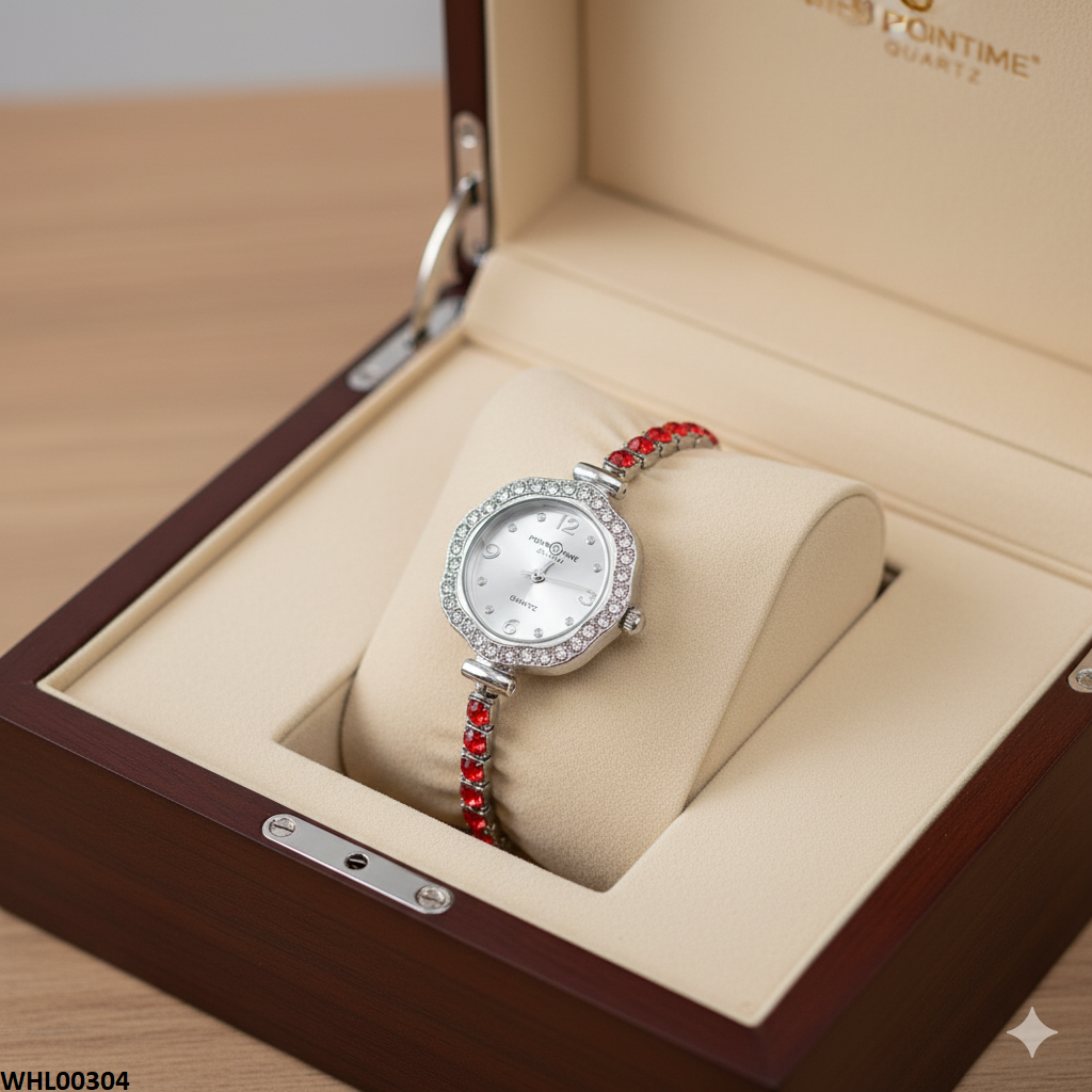WHL00304 ZWA Red Stone Braclete Watch Adjustable - WHL