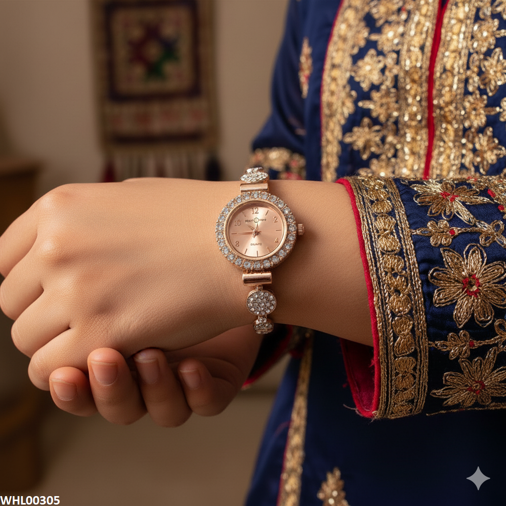 WHL00305 ZWA Round Stone Braclete Adjustable Watch - WHL