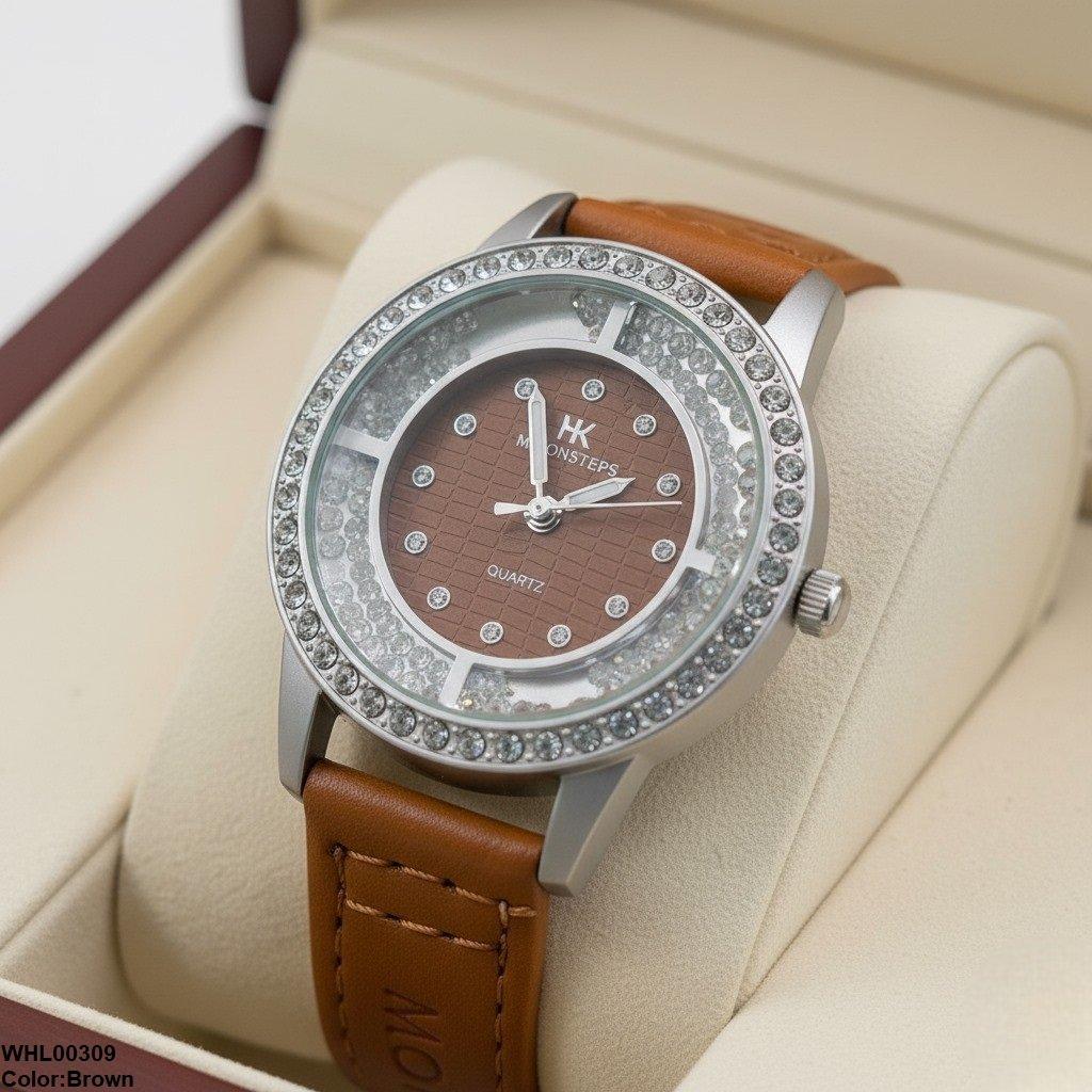 WHL00309 ZWA Round Shine Dial Leather Strap Watch - WHL