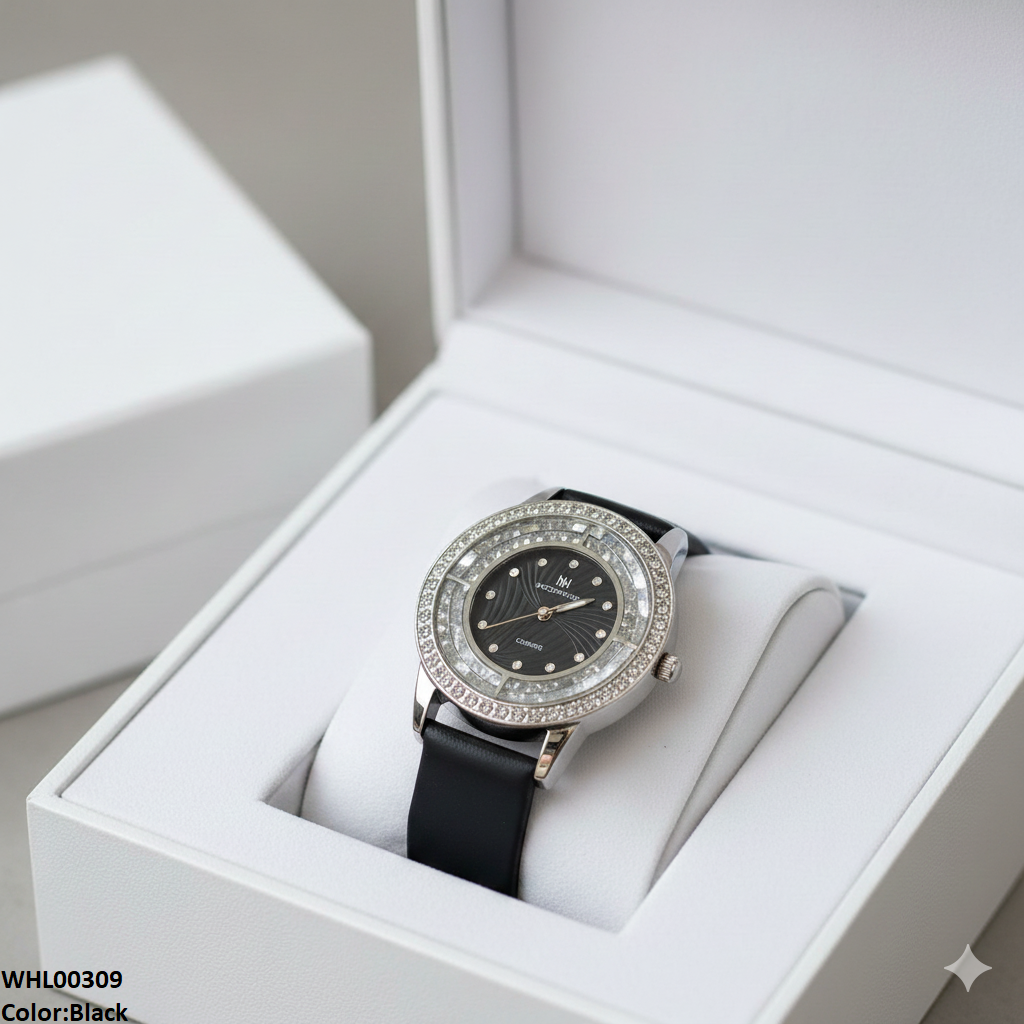 WHL00309 ZWA Round Shine Dial Leather Strap Watch - WHL